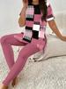Butterfly European and American Letters Round Neck Starry Sky Color Gradual Change Short Sleeve Yoga Trousers Set