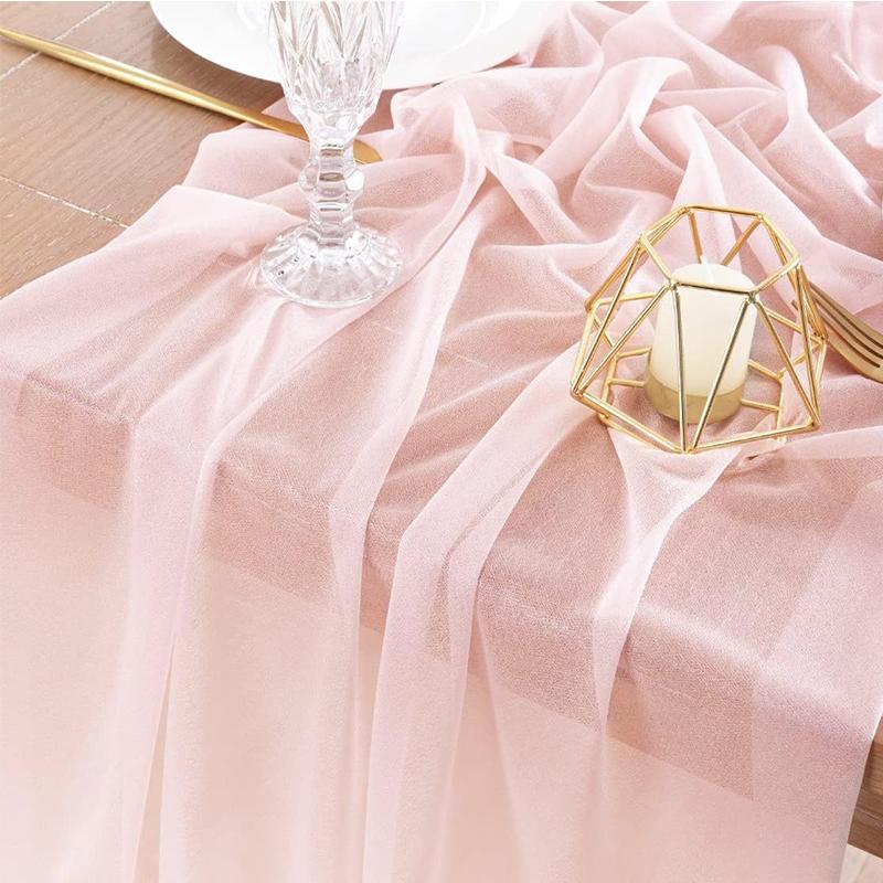 Chiffon Table Runner Sheer Fabric Silk Wedding Arch Overlay Draping  Bridal Shower Party Festival Baby Home Christmas Decoration