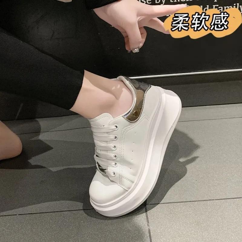 Fashion 2024 Brand Leather Women's Sneakers White Platform Woman Sports Sneakers Female Vulcanized Shoes Sneakers Casual Ladies