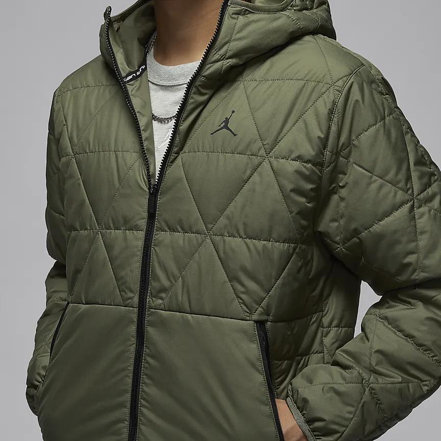 Jordan Sport Therma-FIT Comfortable Hooded Zip-Up Long Sleeve Jacket Men Jackets Olive-Green FZ3163-222