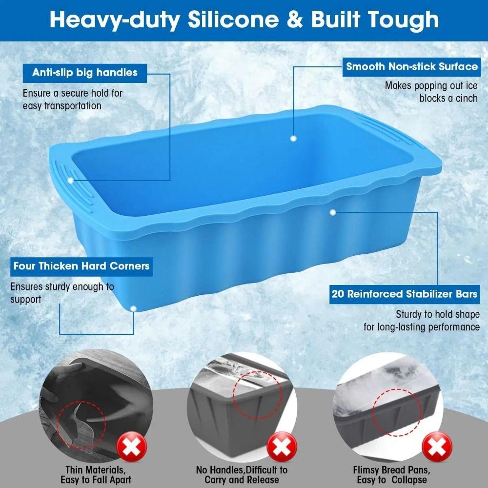 Foldable Silicone Ice Mold Non-Stick Ice Blocks Maker Efficient Large Ice Cube Mold Tub