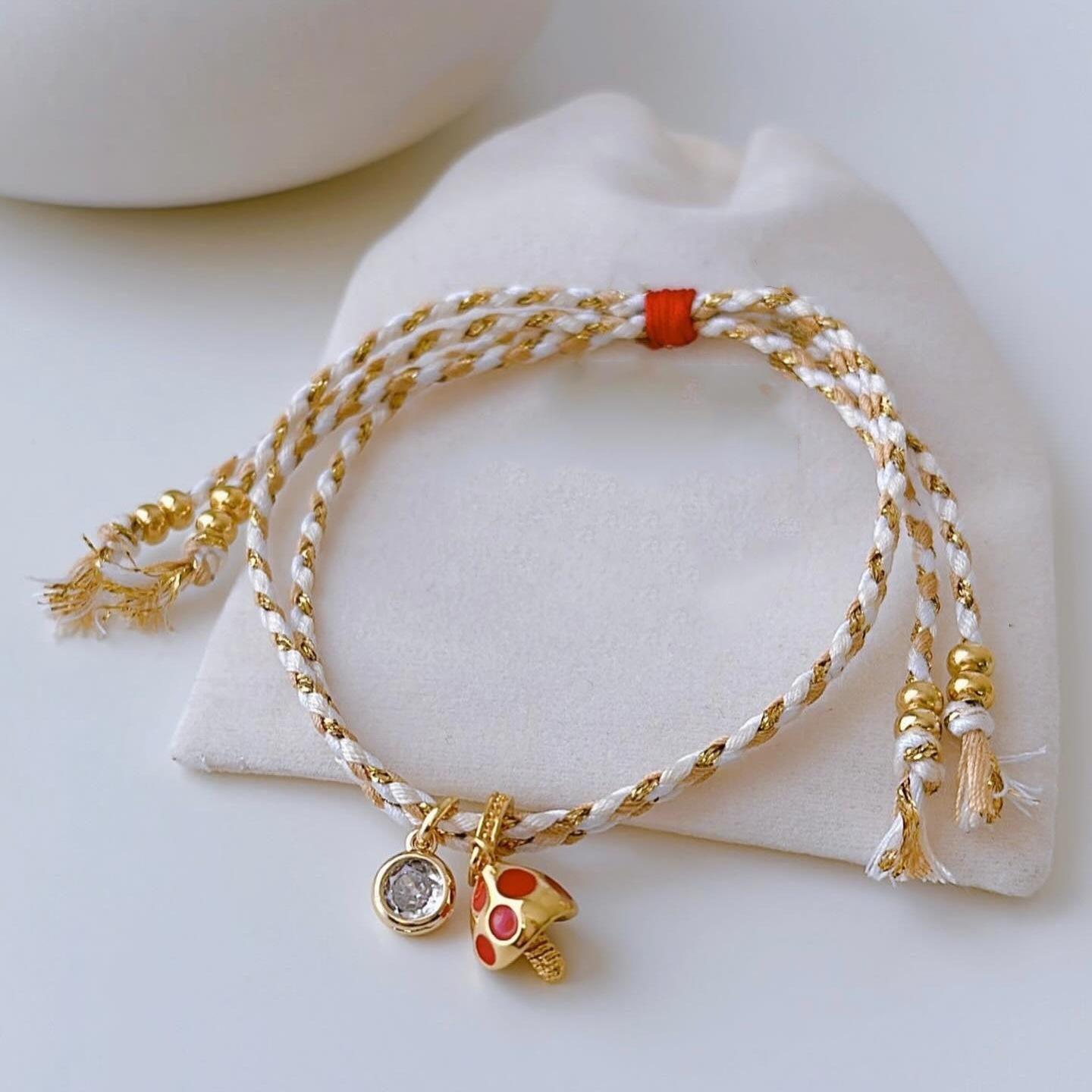 

Богемский браслет дружбы с подвеской в виде гриба - Красочный плетеный стиль для женщин