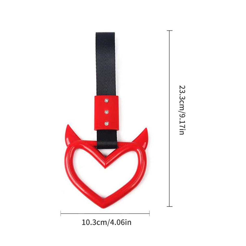 Car Handle Devil Heart Hanging Ring Hand Strap Train Bus Handle Bumper Warning Ring Auto Interior Decorative Accessories