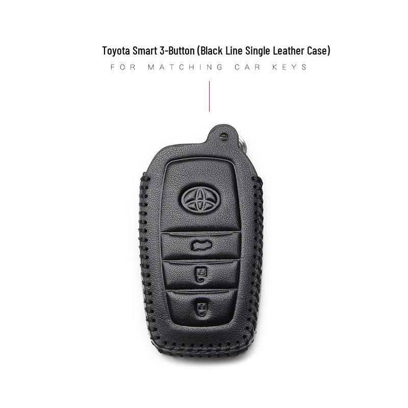 Leather Car Key Cover for 2017 Toyota Models: Corolla, Camry, Crown, Levin, Reiz, RAV4, Highlander