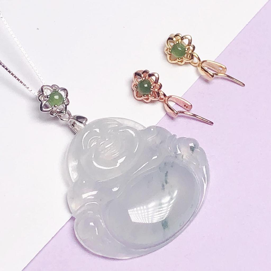 18K Gold Buckle Necklace with Buddha Charm and Top Bead Clasp 925 Sterling Silver Plated, Free Shipping