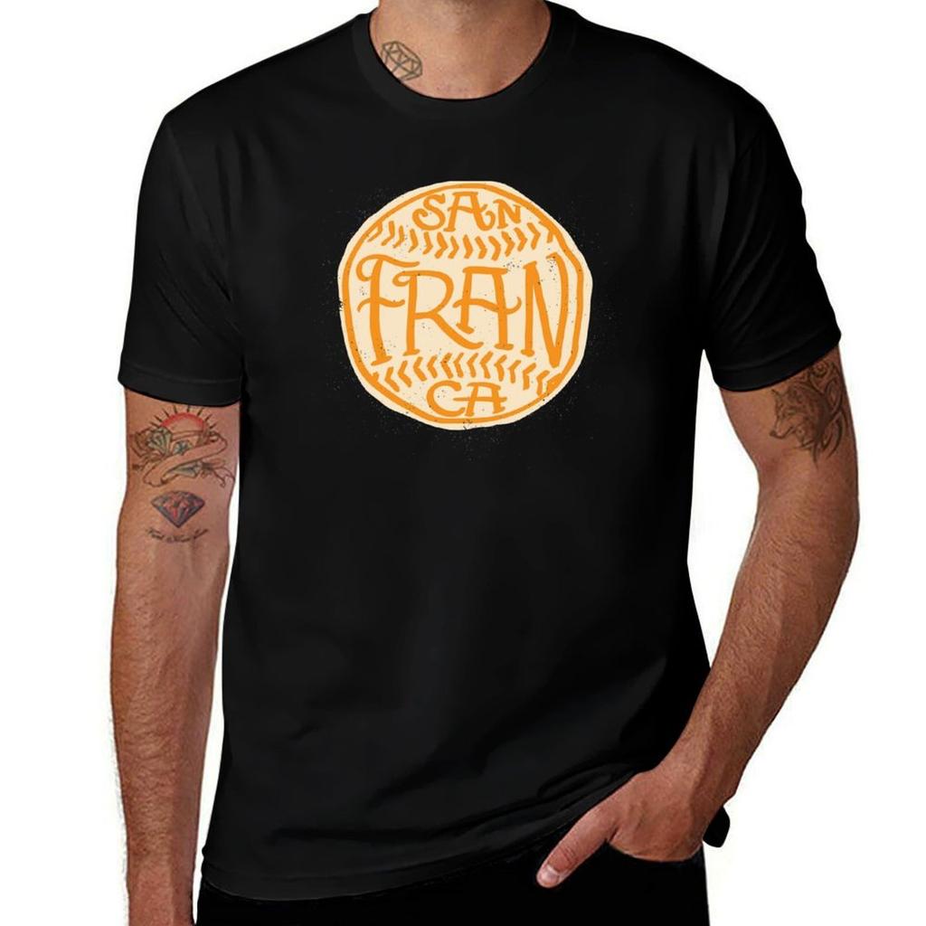 Hand Drawn Baseball for San Francisco with Lettering T-Shirt Big Size Daily Wear T-Shirt