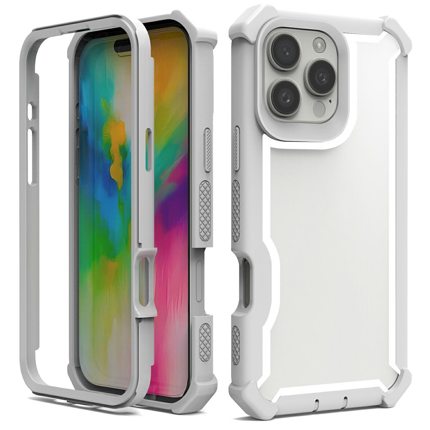 

For iPhone 16 Pro Case Clear Detachable 2 in 1 Shockproof TPU+PC Phone Back Cover Grey