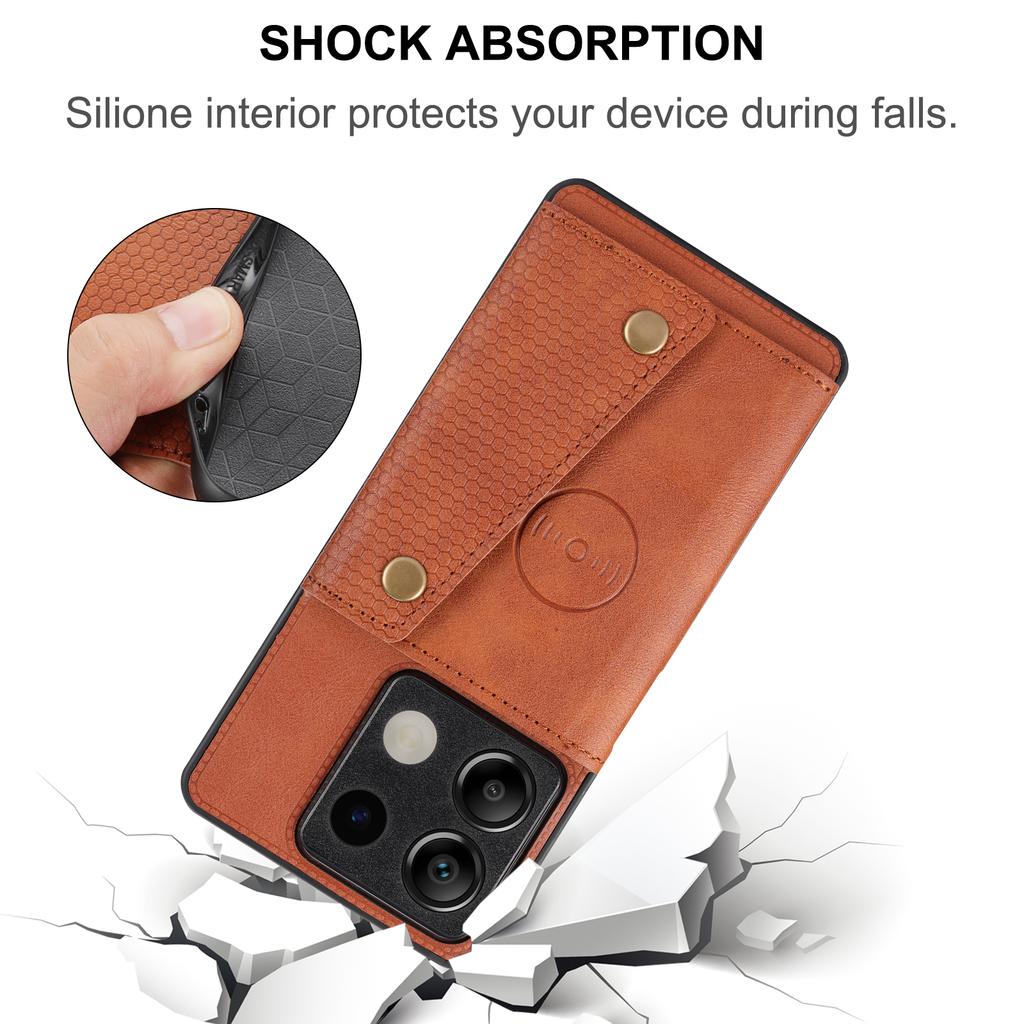 For Xiaomi Redmi Note 13 5G Case PU Leather+TPU Anti-Fall Phone Cover with Card Holder