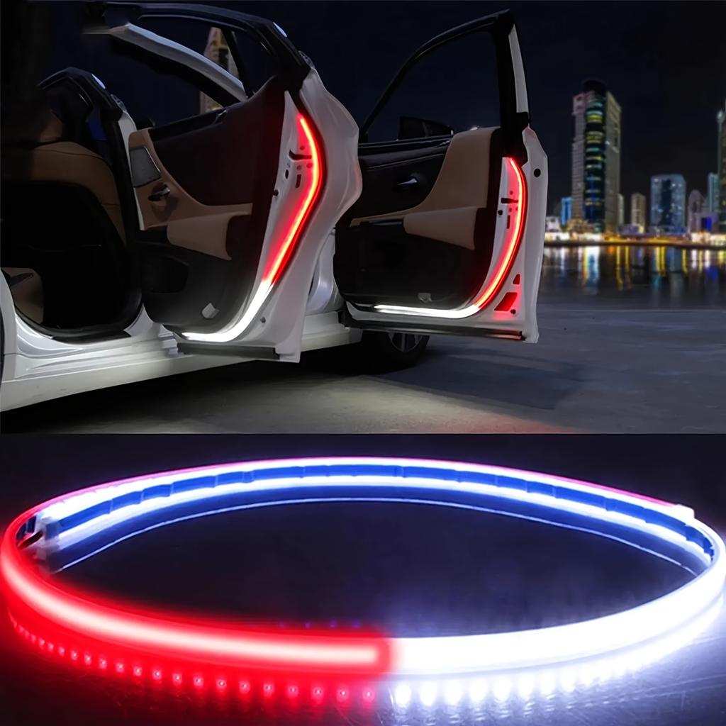 2 Pack 47 Inch Dual Color LED Car Door Warning Lights Flexible Safety Strip for Anti-Collision