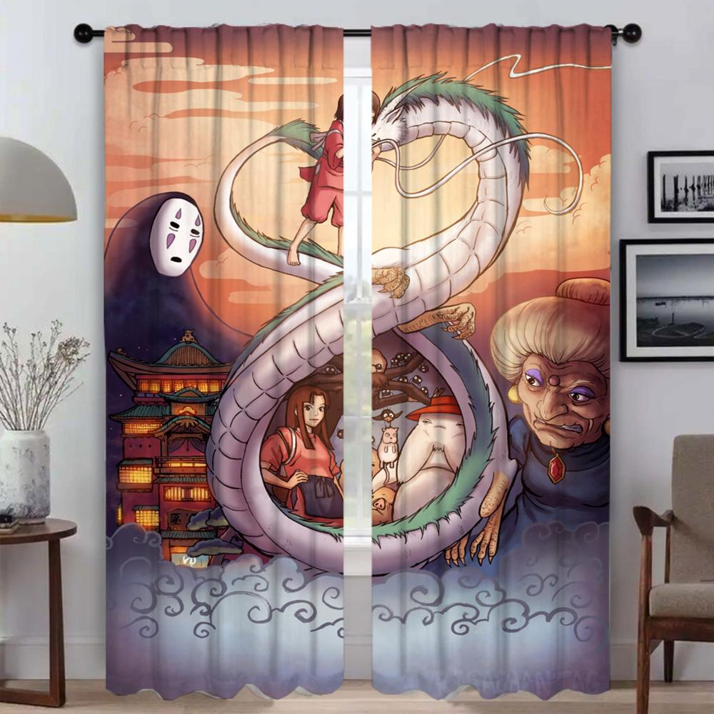 

Тюль для спальни Унесенные призраками Хэллоуин украшения Современная гостиная шторы 2 шт затемняющие шторы разделительная кухня W50xH70cmx2pcs-CL