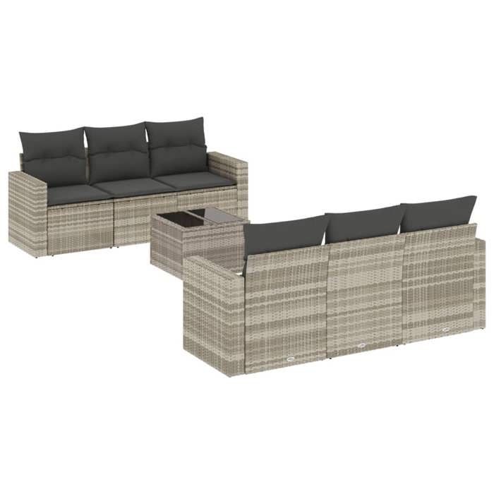 VidaXL Salon de Jardin avec Coussins 7 pcs, Canapés avec Pieds Réglables, Ensemble de Meubles d'Extérieur Patio Terrasse, 3218702