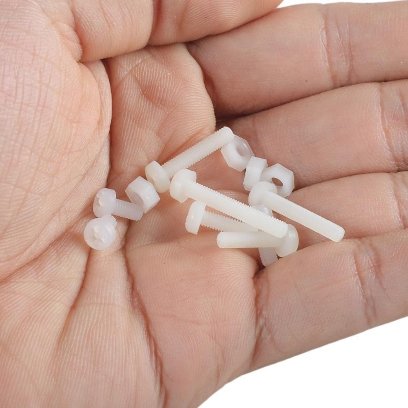 160Pcs Metric 8 Sizes Assortment Stand-off Nylon Screws Bolt & White