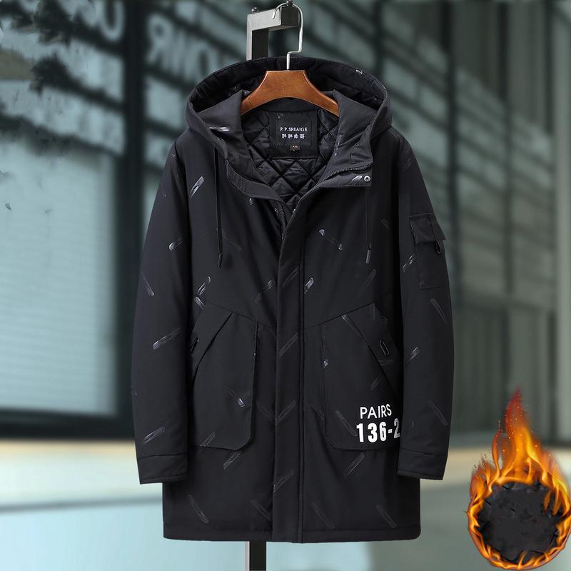 

Зимняя утолщенная теплая куртка больших размеров с капюшоном на молнии свободного типа с воротником-стойкой 4XL-10XL 10XL чёрный