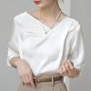 Damen Blusen Shirts 2025 Frühling Langarm Damen Bluse Shirt V-Ausschnitt Weiß Chiffon Bluse Shirt Damen Tops J852