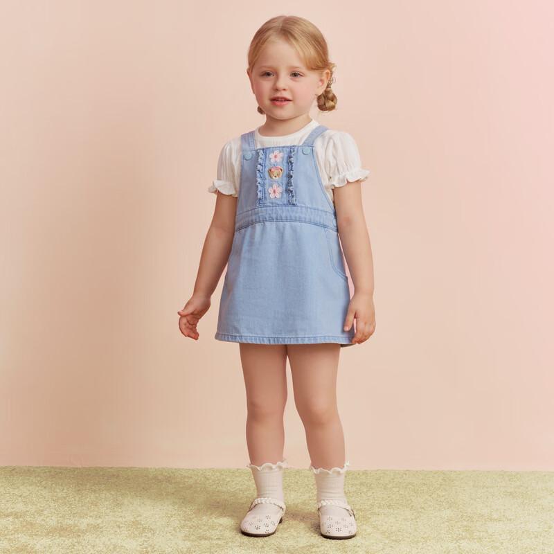 PawinPaw Baby Girl Cartoon Bear Denim Overall Dress