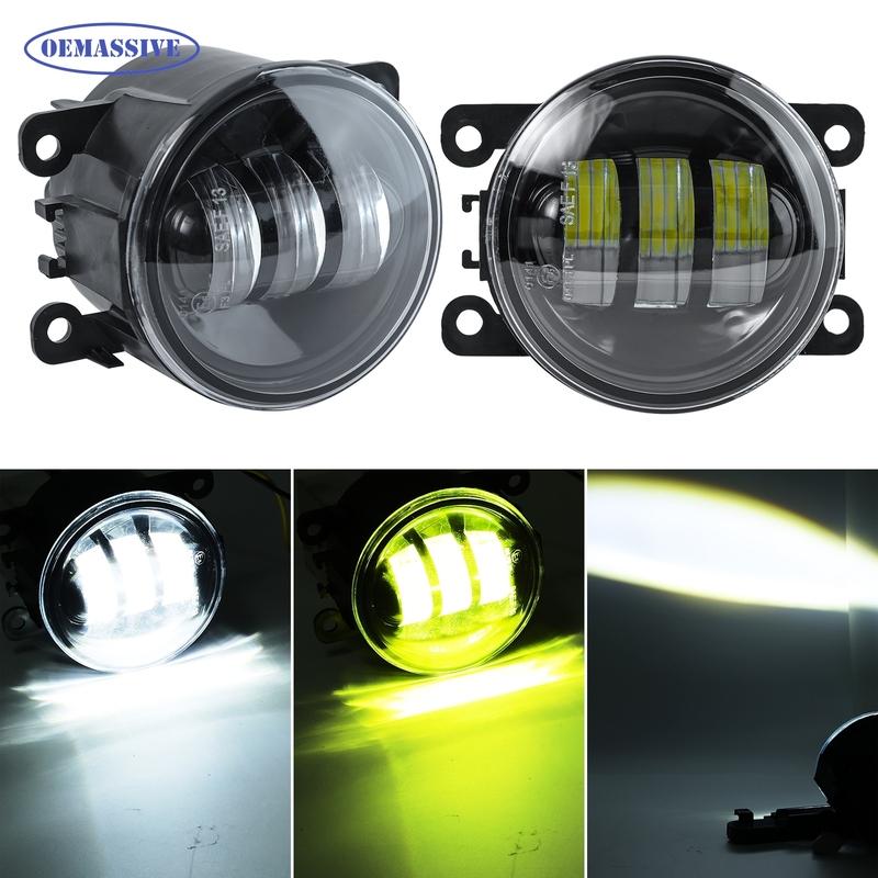 LED Fog Lights Dual Color Switch White & Yellow For Renault Megane 2 3 Duster Sandero Fluence Koleos Kangoo Thalia Laguna Twingo