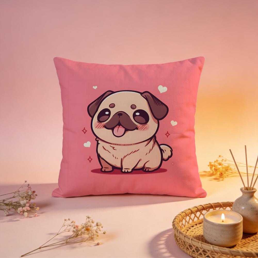 Lovely Cute Pug Dog Cushion Cover Comfortable Durable Pillow Cover MultiScene for Home Office Car Sofa