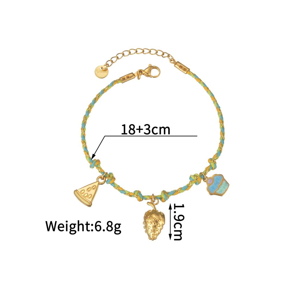 Atoztide Shell Starfish Conch Cherry Charm Bracelet for Women Girls Stainless Steel Gold Color Bead Chain Bracelet Jewelry Gift