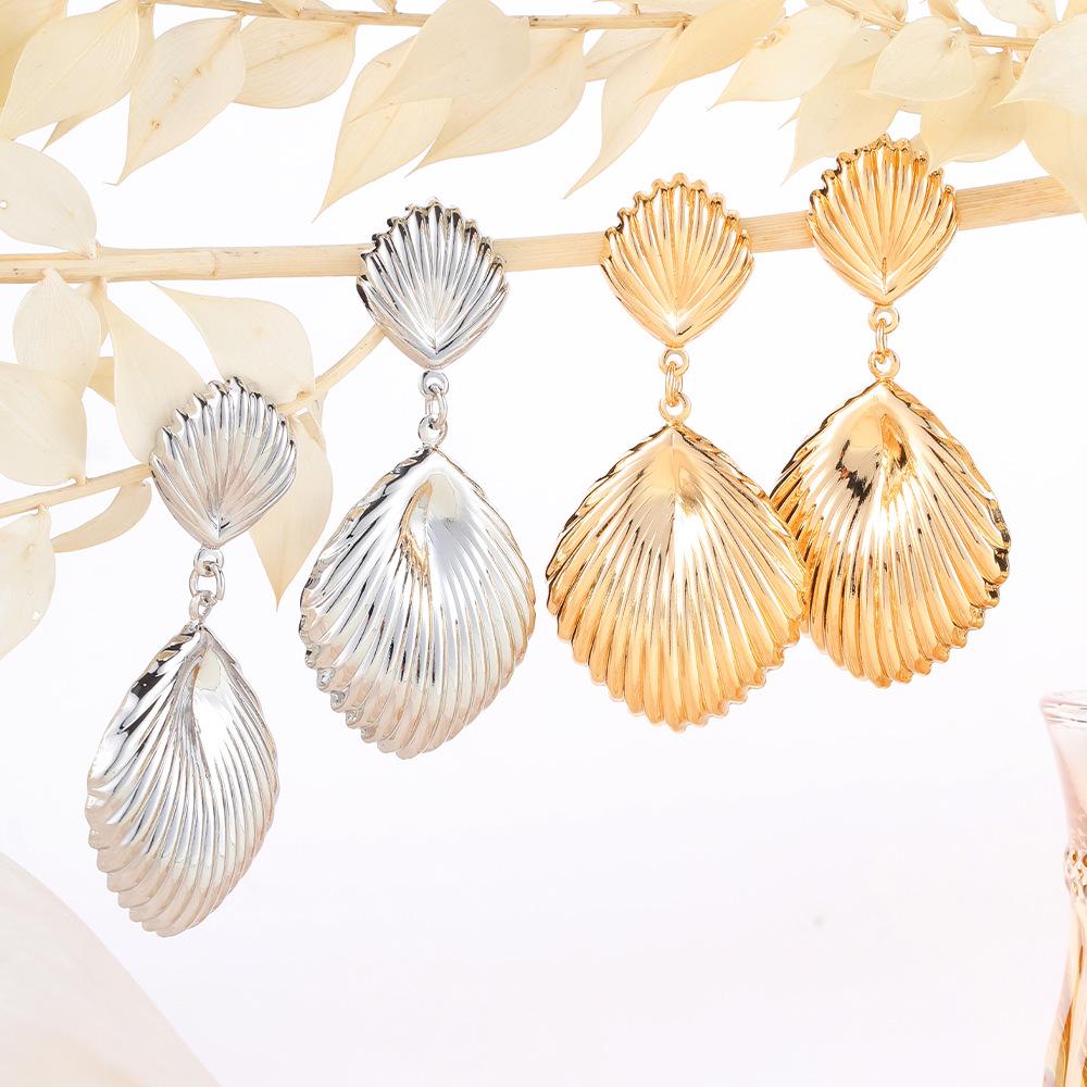 European & American Metal Style Shell Dangle Earrings: Creative Women's Fashion High-Quality Alloy Jewelry