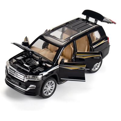 Giocattolo modello di auto pressofuso Toyota Land Cruiser in scala 1/24, veicolo giocattolo da tirare indietro con suono e luce per bambini, ragazzi, ragazze, collezione regalo