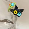 Funny Black Green White Cat Monster Ring Big Eyes Sweet Cool Cartoon Cute Girlfriends Couple Open Ring Gift Jewelry