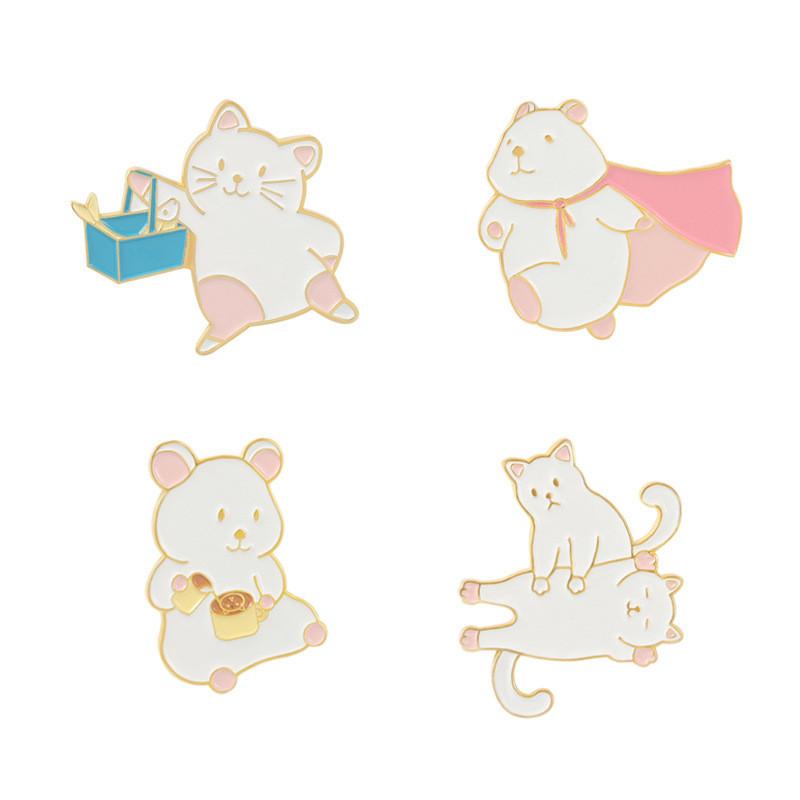 Cute Cartoon Cat Enamel Pin Brooch Adorable Creative Animal Jewelry Accessory