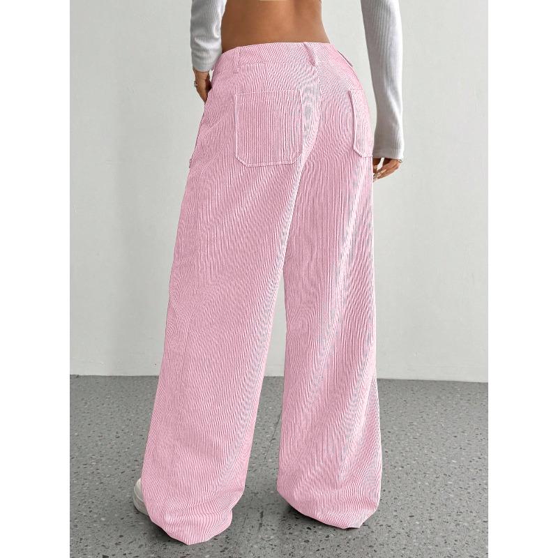 VEZFAA Pantalones y capris de cintura alta con estampado de color sólido informal a la moda para mujer