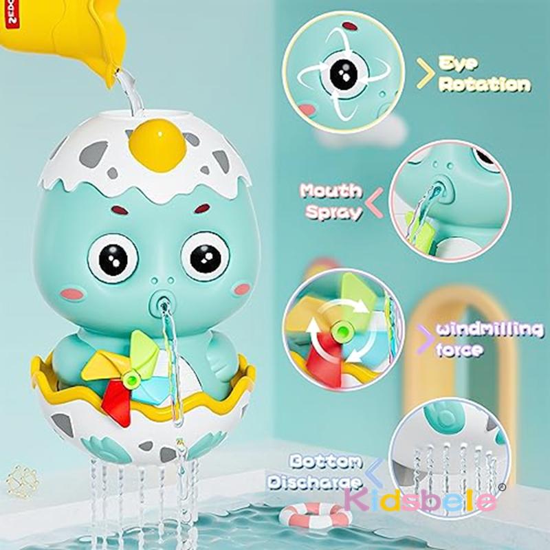 Toddlers DIY Track With Balls For Bathtub Pool Interactive Gift Assemble Track Dinosaur Egg Water Shower Toy With Water Spray