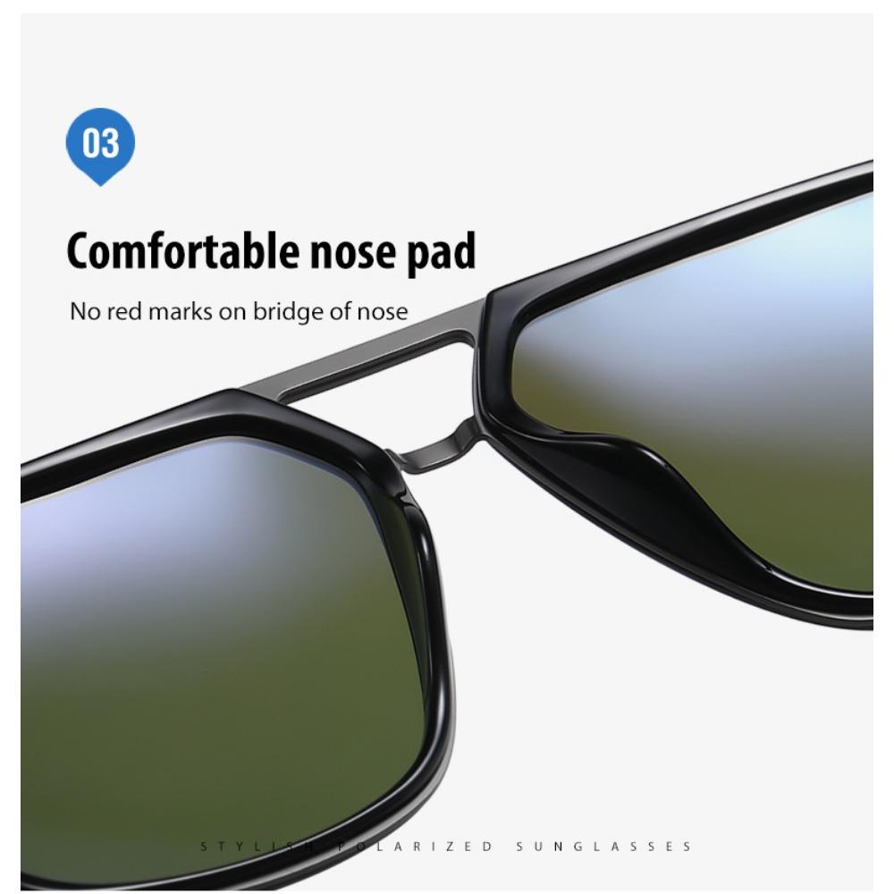 aoron Polarized Driving Sunglasses Fashionable Men's Metal Large Frame Outdoor Color-changing Sunglasses