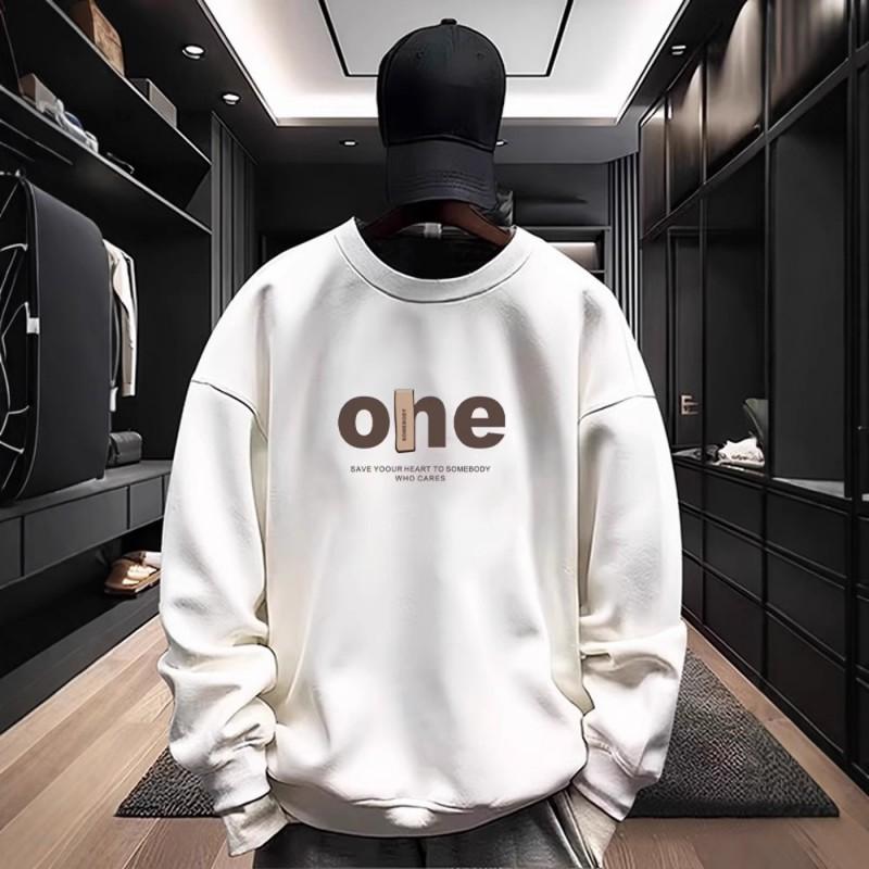 Mens Crewneck Sweatshirt Casual Streetwear Graphic Print Cotton Hoodie-Free Long Sleeve Solid Color