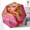 1pc humor pink Automatic Folding Umbrella - Compact 8-Rib Design, Durable Plastic & Iron1409L