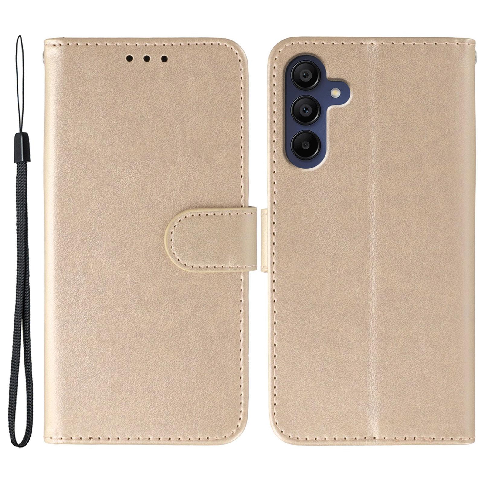 

For Samsung Galaxy S25/S24 Cases PU Leather Flip Wallet Phone Cover with Strap Rose Gold