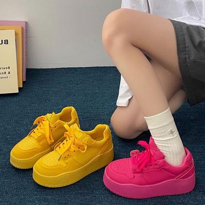 Dopamine Thick-soled Heightening Versatile Breadboard Shoes Women's Tide Summer New Yellow Casual Shoes