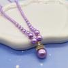 Elegant Zirconia Crown Purple Pearl Necklace for Women - Fashionable High-End Sweater Chain
