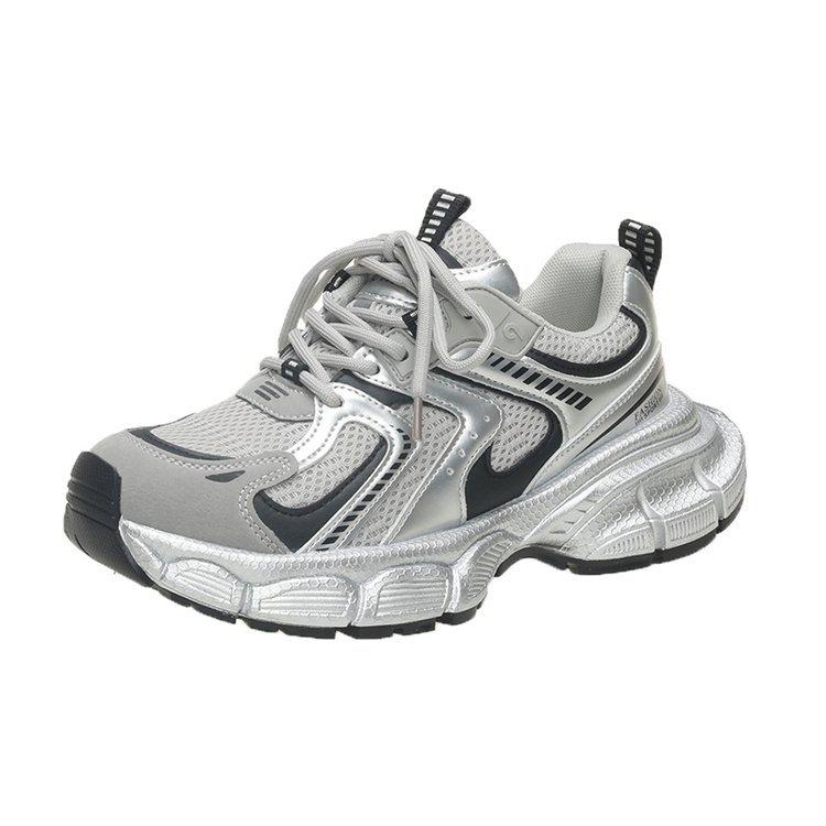 Leather inside and outside~ Ziyan's thick-soled heightening dad shoes for women's 2025 new breathable casual retro sports shoes