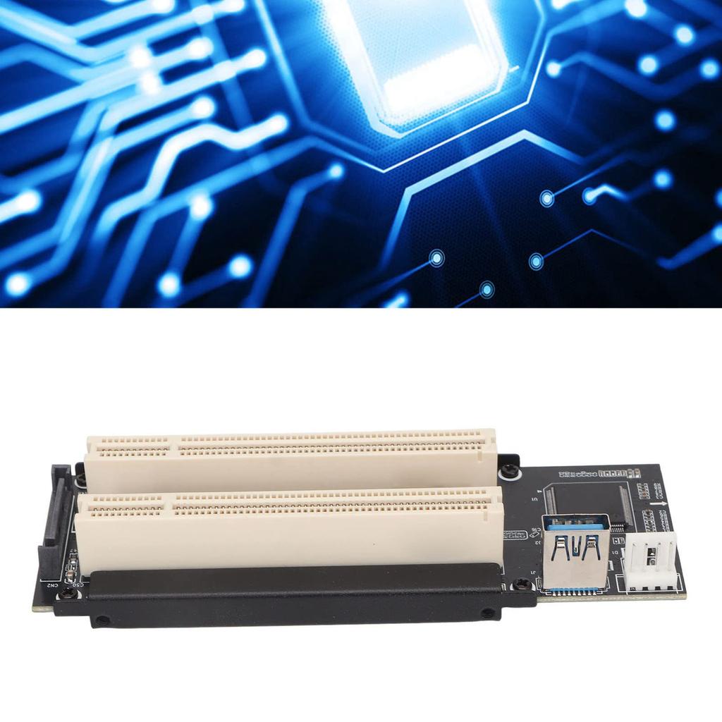 PCI E to Dual PCI Card, PCI E Express X1 to Dual PCI Riser Extender Card, Blue LED, Supports Simultaneous Operation of Dual PCI, for DIY Computers