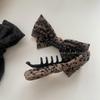 Leopard Print Double Layer Bow Hair Clip for Women - High Ponytail Accessory
