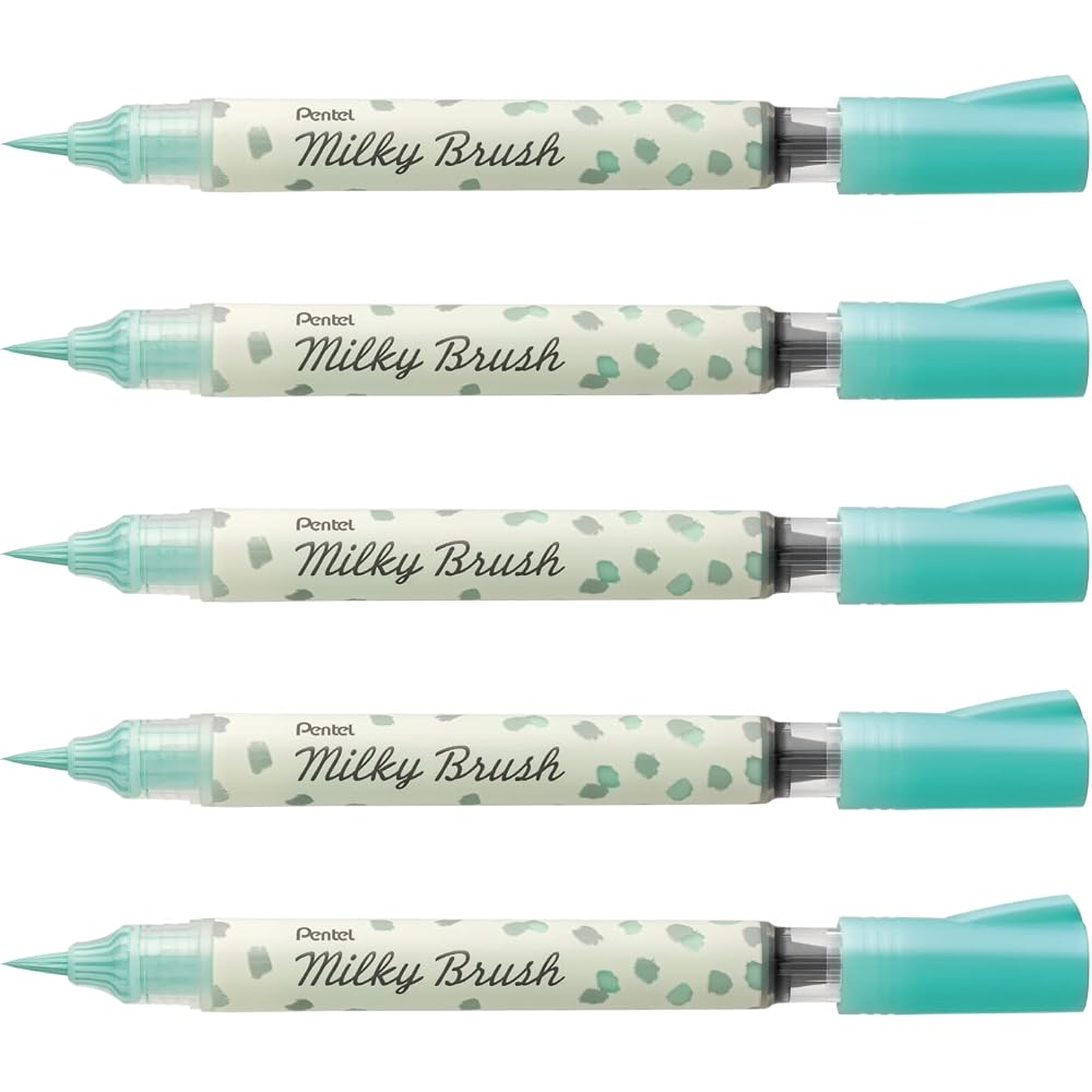 Pentel Color Brush Pens Milky Blush Pastel Mint Green 5 pcs XGFH-PD