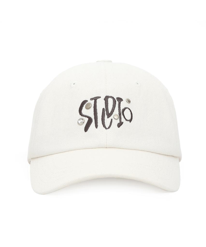 Eondeokeonteulolseutyudio Stud Logo Ball Cap Ball Cap / Jewel Stud / Batik Cream