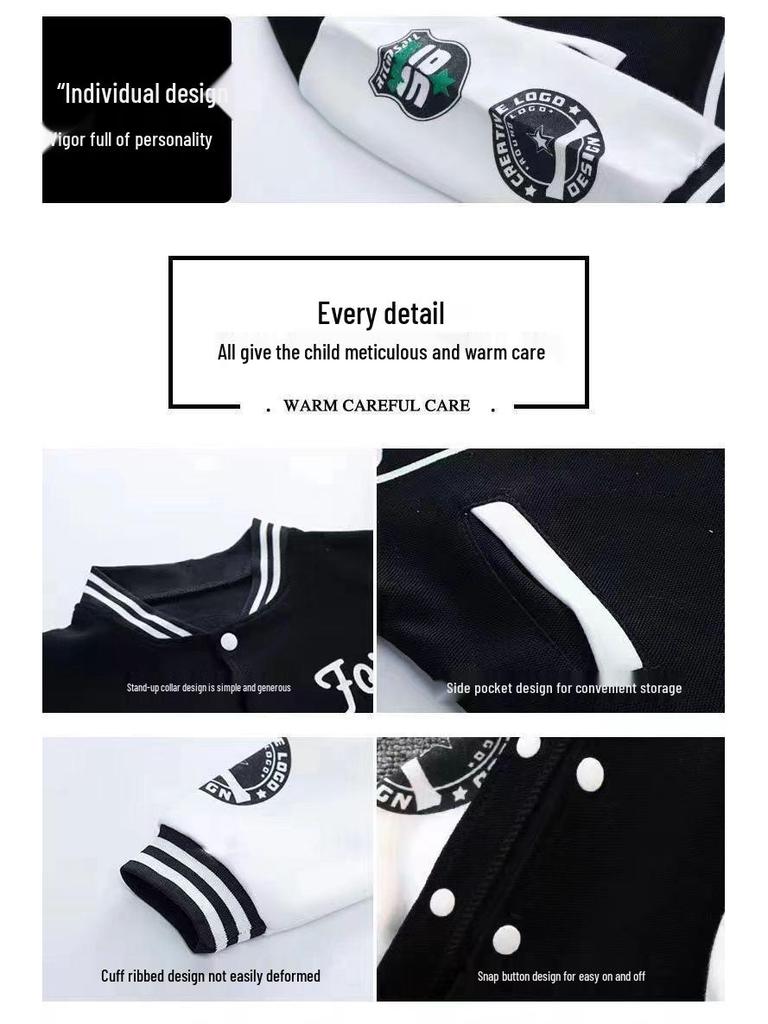 Boys' 2024 Spring/Autumn Baseball Jacket - Fashionable Children's Top