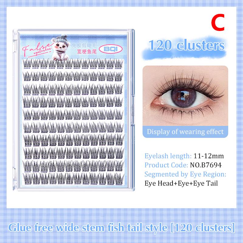 

10 рядов накладных ресниц большой вместимости без клея, одиночные пучки 11-12 мм, C-изгиб, натуральные самоклеящиеся накладные ресницы