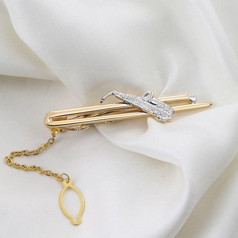 Instrument Musical Note Clasp Clip Saxophone Men Necktie Buckle Creative Metal Tie Clips  Wedding