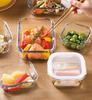 Adelia Cook Lock Square Food Storage Glass with Set of Microwave Safe Containers, Heat-Resistant 4-Sided Lock, 500ml, 2,