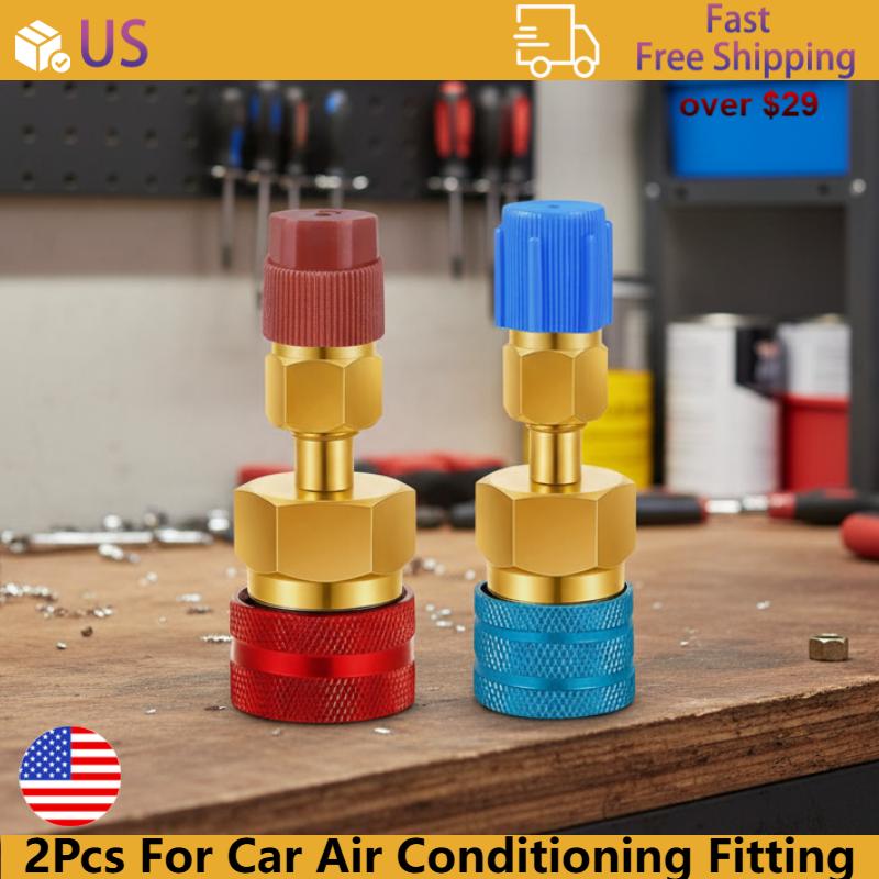 2Pcs Quality Car A/C Tools R1234YF To R134A Adapter Kit Quick Couplers High Low Side Conversion For Car Air Conditioning Fitting