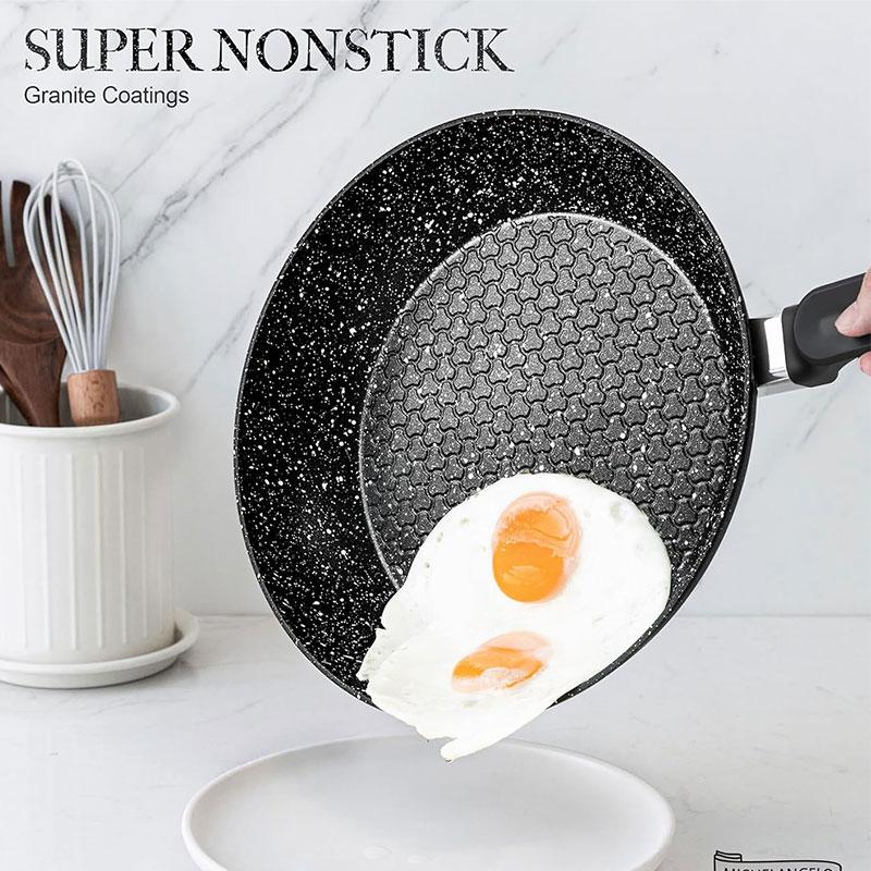 12-inch Nonstick Frying Pan Cooking Skillet with Lid No Toxic Egg Omelette Frying Pan Wok Pan with Heat-Resistant Handle