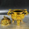 Brass animal head incense burner with lid, two dragons design, for indoor Buddhist shrines and tea ceremonies, sandalwood three-
