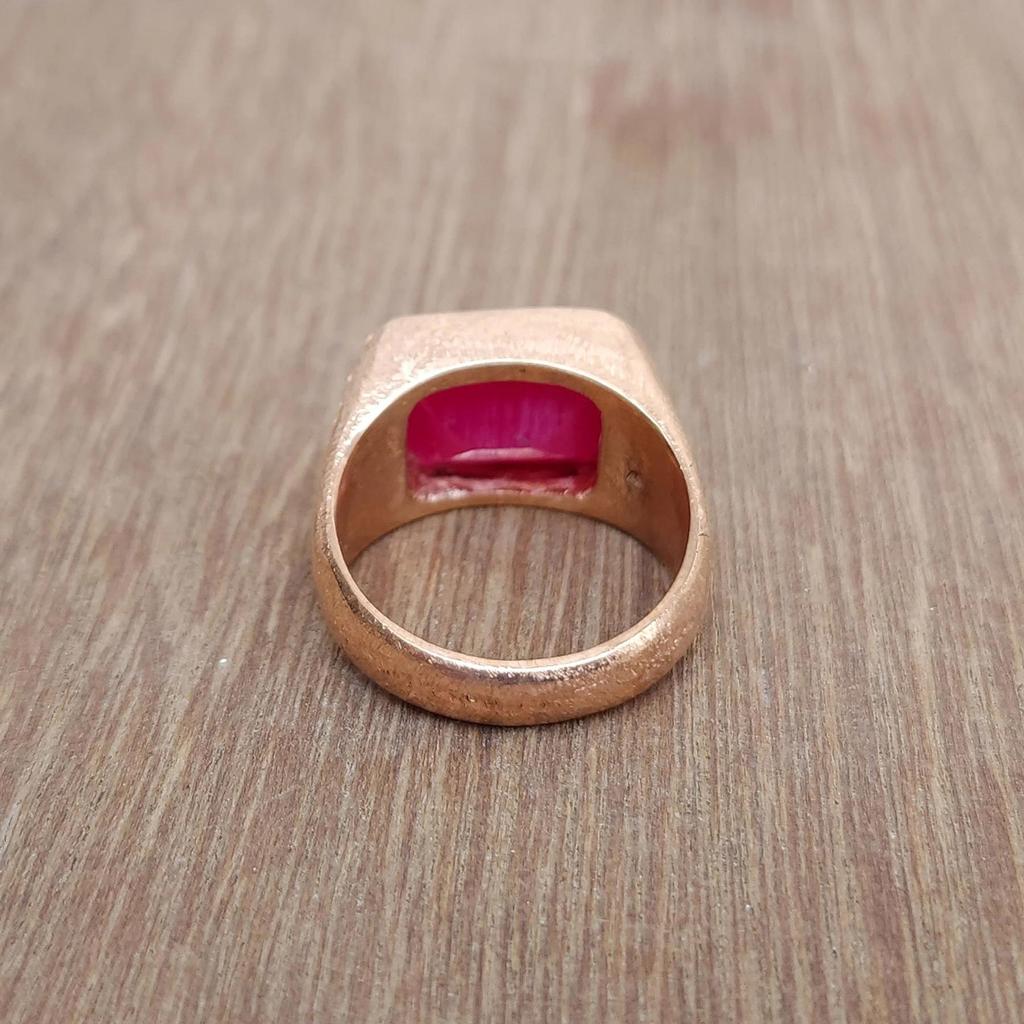 Roher Tiefroter Rubin Edelstein Sterlingsilber Gebürsteter Roségold Ring Schmuck, Einzigartiger Hochzeitsgeschenkring