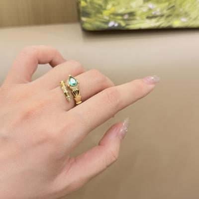 Accessoires, Grüner Mikro-Inlay Zirkonium Geist Schlange Rettungsring, Leichter Luxus