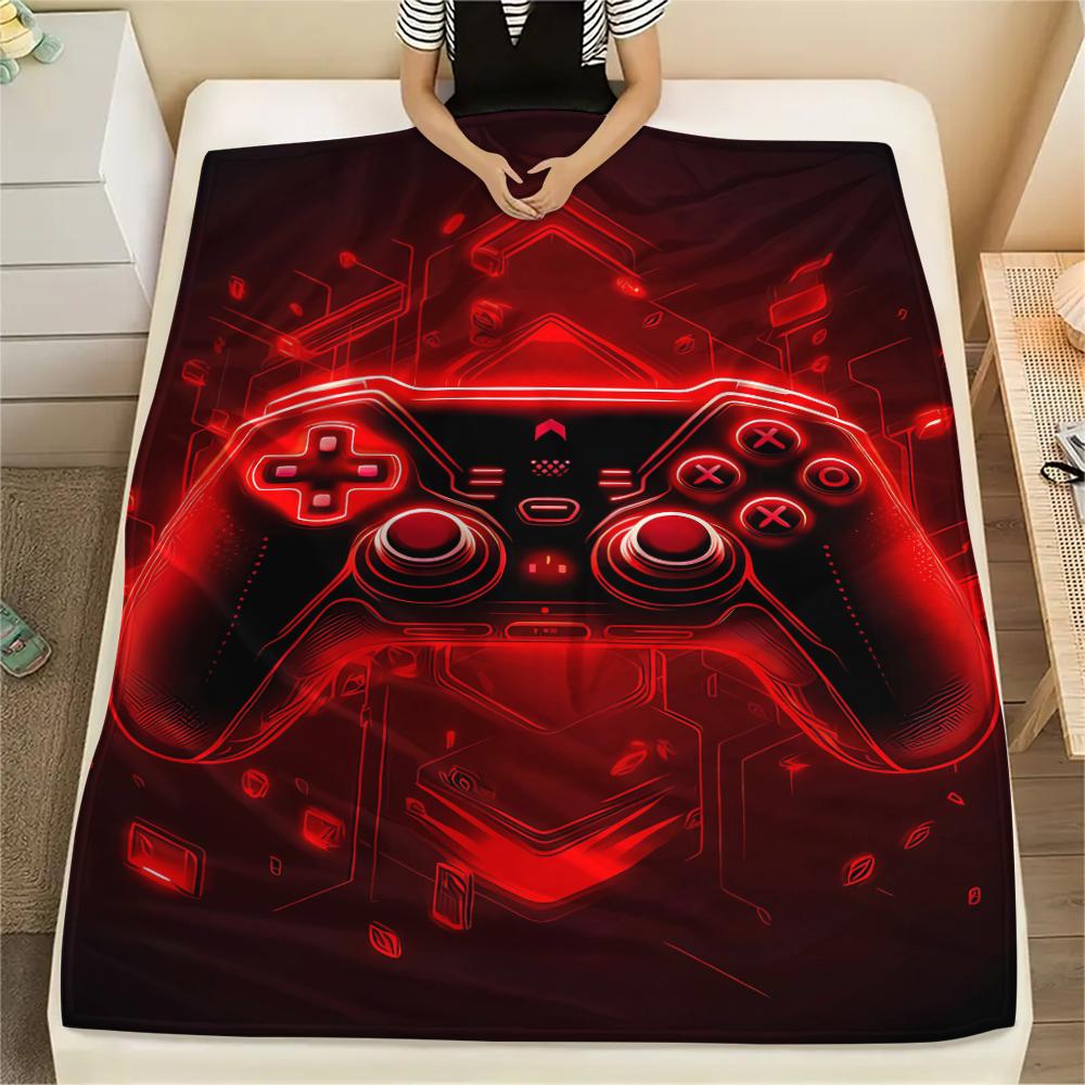 1Pc Gamepad Print Flannel Blanket, High Quality Comfortable for All Seasons, Home Decor, Warmth and Comfort, Perfect for Christmas Gifts