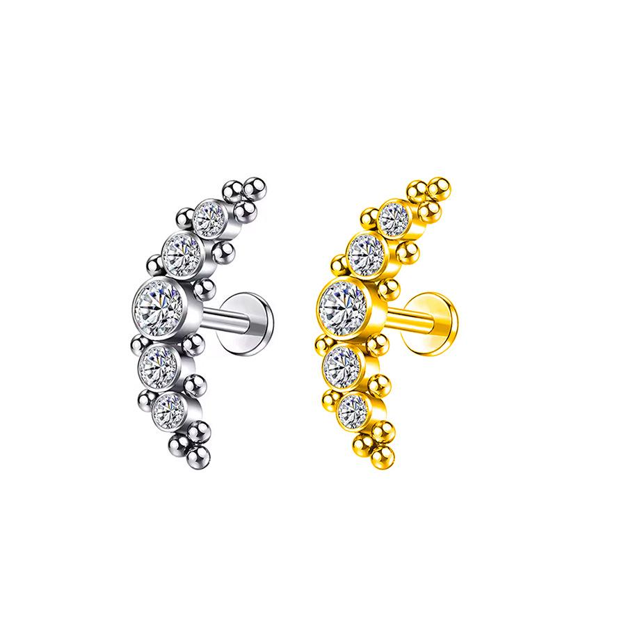 Edelstahl Lippenstecker Ohrring Piercing mit Diamanten (1.2*6/8mm)